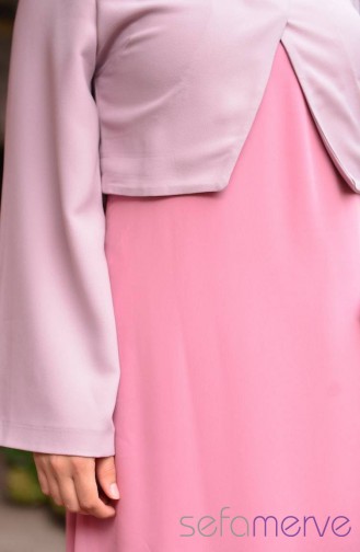 SM Özel Tasarım Kombinler Bolero Elbise Takım 8220-03 Pembe