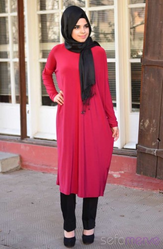 Demet Yıldız Uzun Tunik 7766-05 Bordo 7766-05