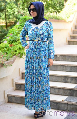 SefaMerve Combination Dress GLY 3071-02 Turquoise 3071-02