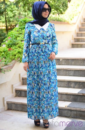 SefaMerve Combination Dress GLY 3071-02 Turquoise 3071-02