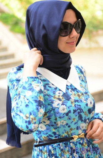 SefaMerve Combination Dress GLY 3071-02 Turquoise 3071-02