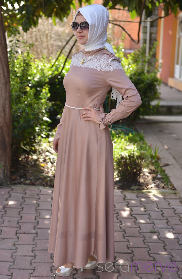 Selviler Kombin Elbise 4091-03 Pudra