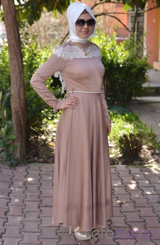 Selviler Kombin Elbise 4091-03 Pudra