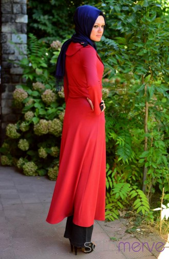 Selviler Combination Dress 14.4085-06 Claret Red-Navy Blue 14.4085-06