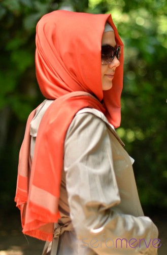 Flame Orange Shawl 04