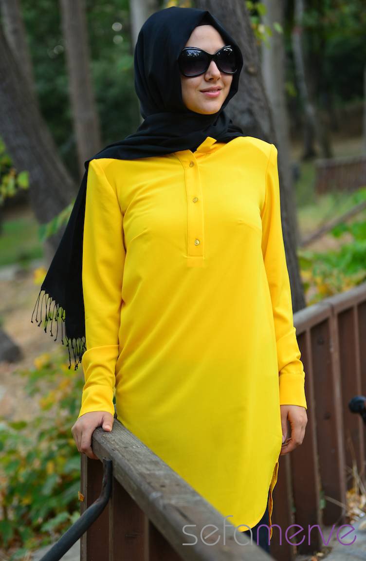 SM Özel Tasarım Kombinler 9 Tunik 8110-06 Sarı