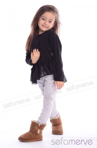 أكمام طويلة للأطفال أسود 26651-01