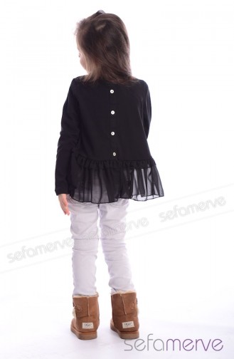 أكمام طويلة للأطفال أسود 26651-01