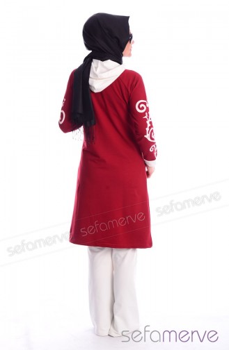 Minahill Tesettür Eşofman Takımı 4875-02 Bordo Ekru