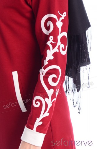 Minahill Tesettür Eşofman Takımı 4875-02 Bordo Ekru