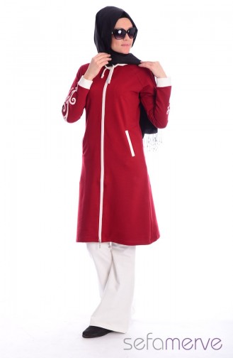 Minahill Tesettür Eşofman Takımı 4875-02 Bordo Ekru