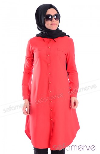 Tesettür Tunik Zernişan 4315-04 Nar Çiçeği