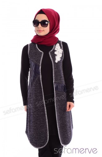 سترة بدون أكمام أزرق كحلي 0574-03
