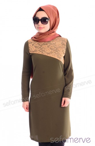 Zehra Uçar Tunika 8891-01 Khaki Grün 8891-01