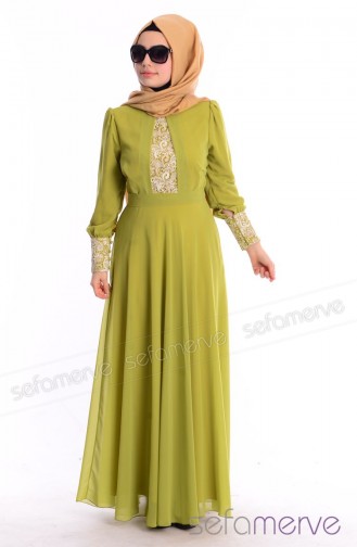 Pistachio Green Hijab Dress 0413-03