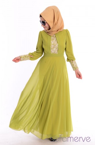 Pistachio Green Hijab Dress 0413-03