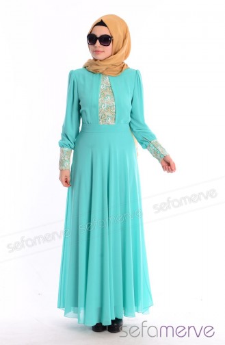 Turquoise Hijab Dress 0413-05