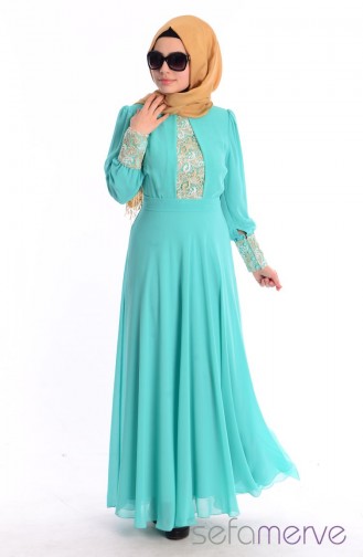 Turquoise Hijab Dress 0413-05