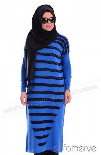 Triko Tunik 3294-06 Mavi Siyah