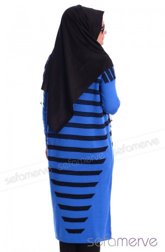Triko Tunik 3294-06 Mavi Siyah