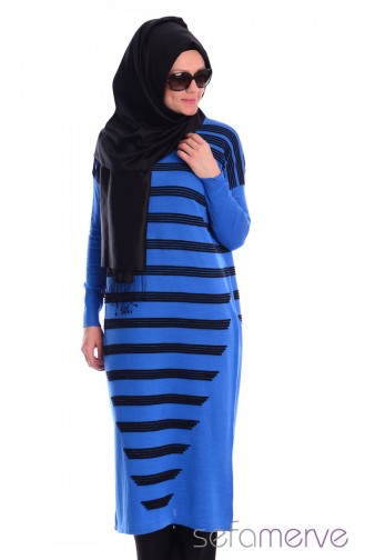 Triko Tunik 3294-06 Mavi Siyah