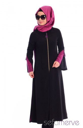 Tesettür Kap 5153-06 Siyah Mor