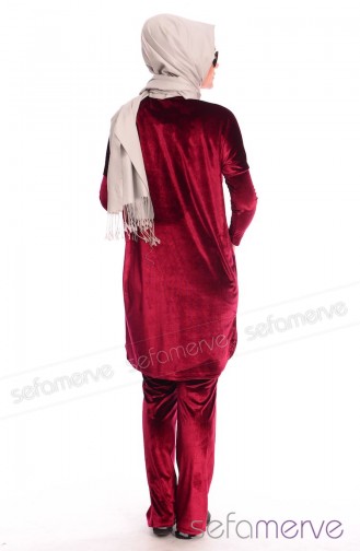 Belemir Kadife Tesettür Eşofman Takım 7533-01 Bordo