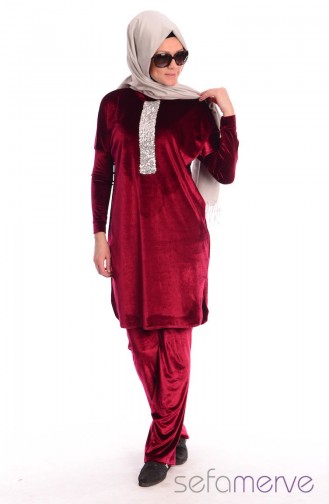 Belemir Kadife Tesettür Eşofman Takım 7533-01 Bordo