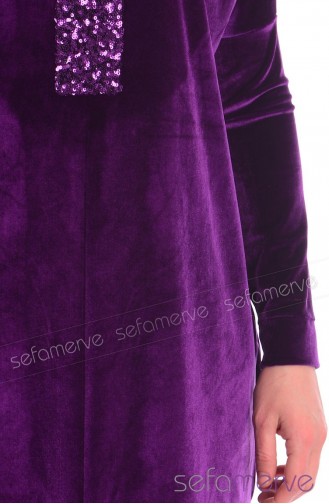 Belemir Kadife Tesettür Eşofman Takım 7533-04 Mor