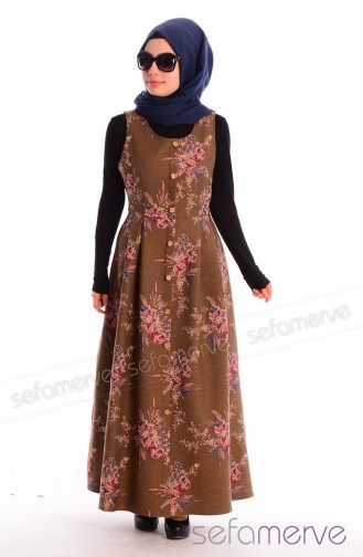 Braun Hijab Kleider 0480-04