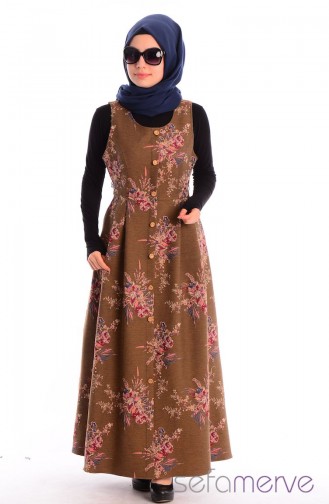 Braun Hijab Kleider 0480-04