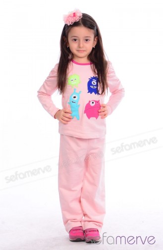 Kız Çocuk Pijama Takımı 26648-01 Pudra
