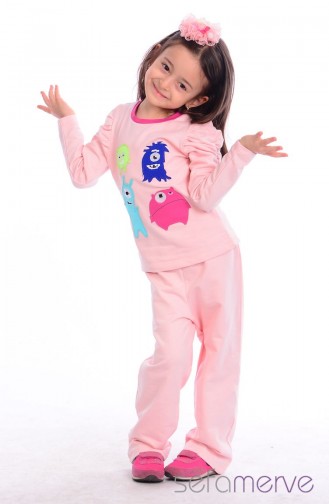 Kız Çocuk Pijama Takımı 26648-01 Pudra