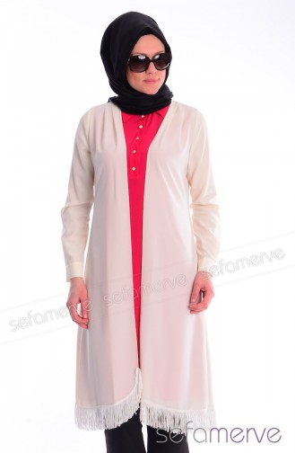 Hırka Tunik İkili Takım 5160-04 Fuşya Ekru