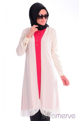 Hırka Tunik İkili Takım 5160-04 Fuşya Ekru