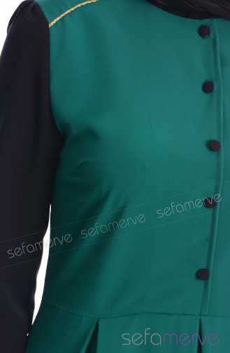 Tesettür Elbise WB 5441-04 Zümrüt Yeşil