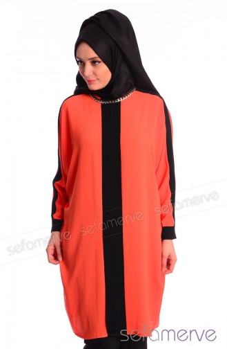 Tunik 4279-04 Oranj Siyah