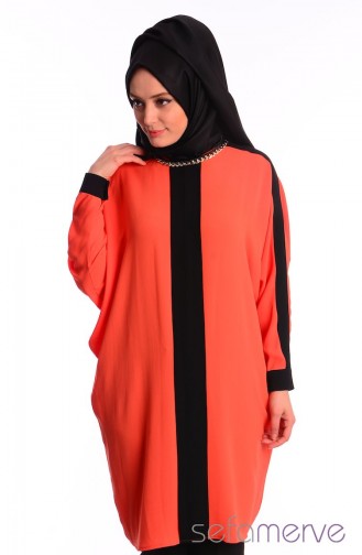 Tunik 4279-04 Oranj Siyah