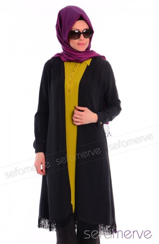 Cardigan Tunic Suit 5160-05 Black-Yellowish 5160-05