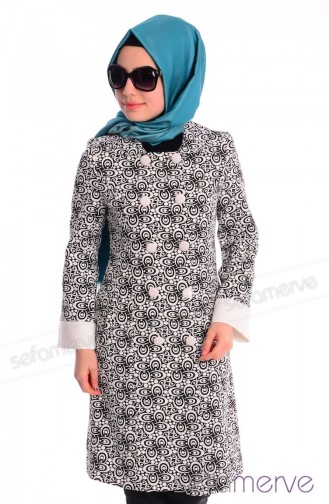 Tesettür Kap 5159-01 Siyah Beyaz