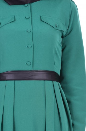 فستان كريب بتصميم طيات 0002-02 لون اخضر 0002-02