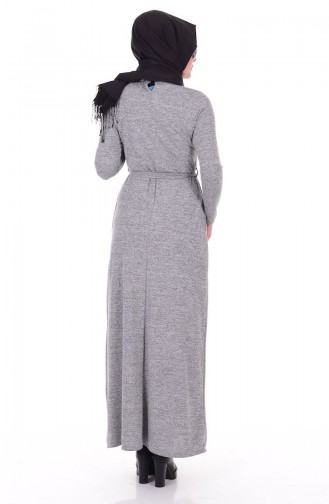 Triko Elbise 4371-03 Gri