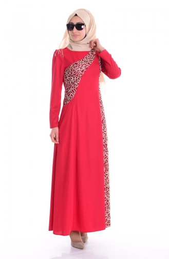 Red Hijab Evening Dress 52400-05