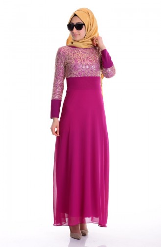 Lilac Hijab Evening Dress 2369-03
