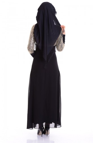 Black Hijab Evening Dress 2369-04