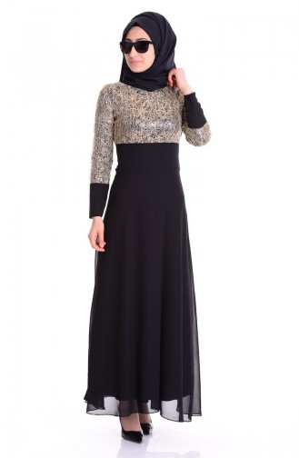 Black Hijab Evening Dress 2369-04