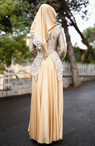 Gold Hijab Evening Dress 0004-02