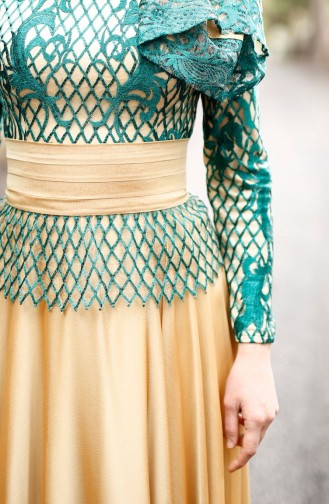 فستان مع شال للمناسبات لون اخضر  0022-02