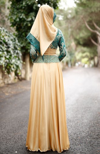 Green Hijab Evening Dress 0022-02