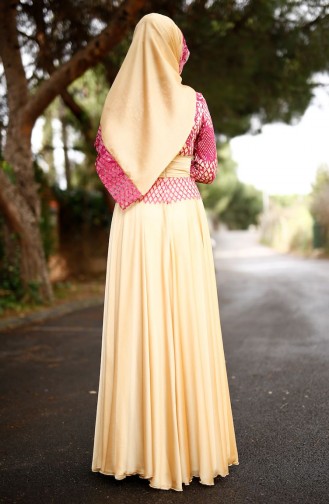 Fuchsia Hijab Evening Dress 0022-03